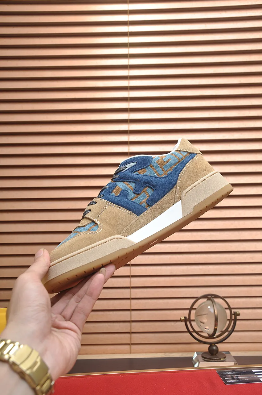 Men's shoes 💰600💶 [Fendi] The latest couple model 🔥 Many 💑 stars have the same style. FD match is a one-to-one replica of the original version. The first fendi match created by designer Kim Jones and Trainer basketball sneakers by Donkey. Material: Original silk leather. Lining: breathable mesh. Packaging: Original 1:1 matching high-end packaging. Size: Female 35-40 Male 38-44 (45 46. Custom-made (no return or exchange)